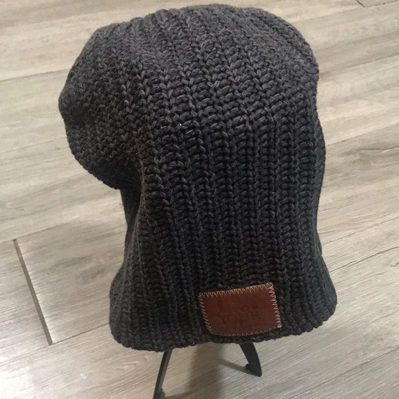 Love Your Melon Charcoal Gray “Beanie” with Leather Patch Beanie - Picture 1 of 7